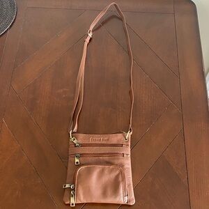 Fossil Brown Crossbody Bag with Gold Details